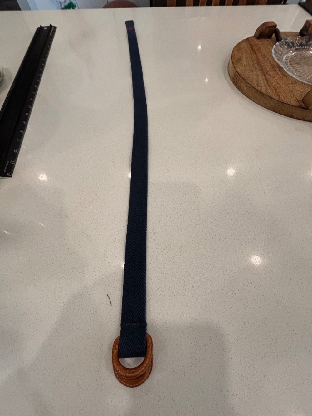 Polo Canvas Navy Belt with Leather Wrapped Belt Buckles
